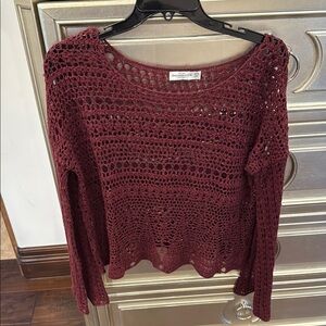 Abercrombie & Fitch Maroon Crochet Sweater